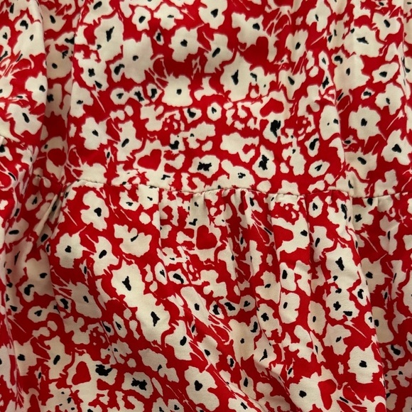 Zara Ditsy Floral V Neck Flowy Short Sleeve Tiered Midi Knee Length Dress,Size M - Picture 4 of 12